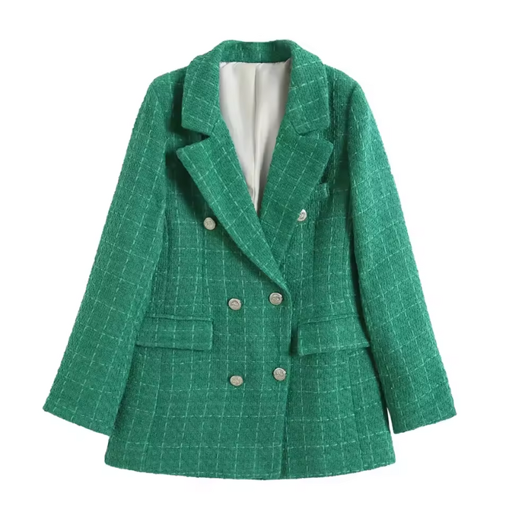 Elcke | Women's Blazer with Reversed Collar and Stylish Buttons Green