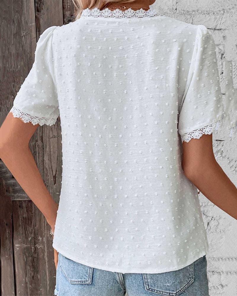 Dulcy | Women's Lace Top with Short Sleeves