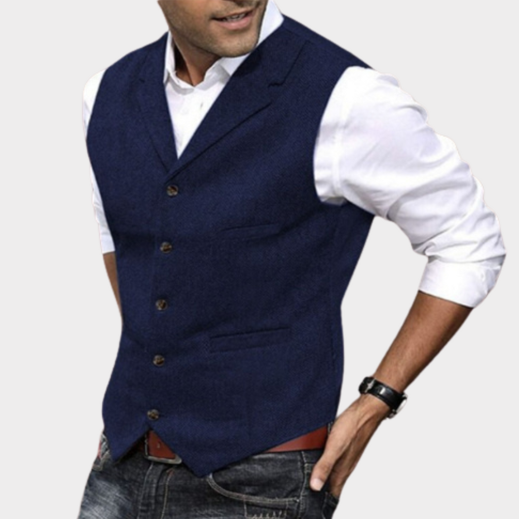 Men's Vintage Vest - Classic Style Navy Blue
