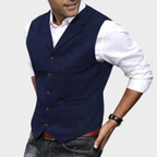 Men's Vintage Vest - Classic Style Navy Blue