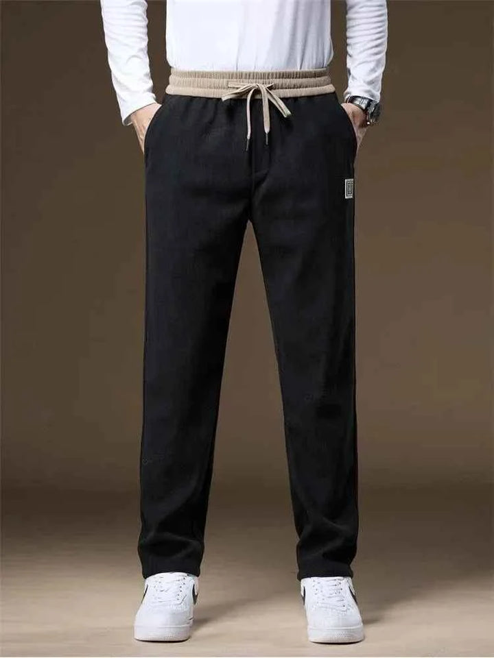 Men's Relaxed Fit Joggers with Elastic Waistband and Side Pockets Classic Black
