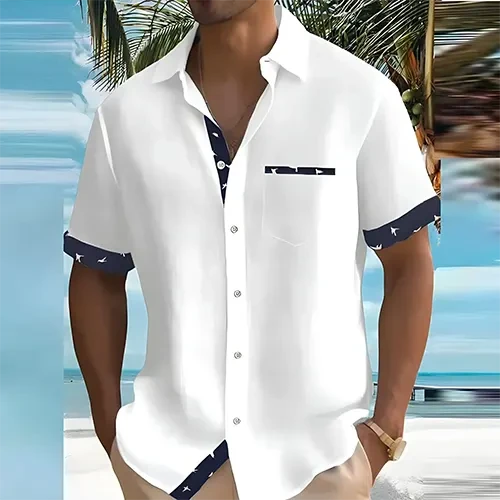 Men's Breathable Short Sleeve Summer Shirt - Stylish Design White
