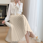 Women's Satin Pleated Skirt Beige
