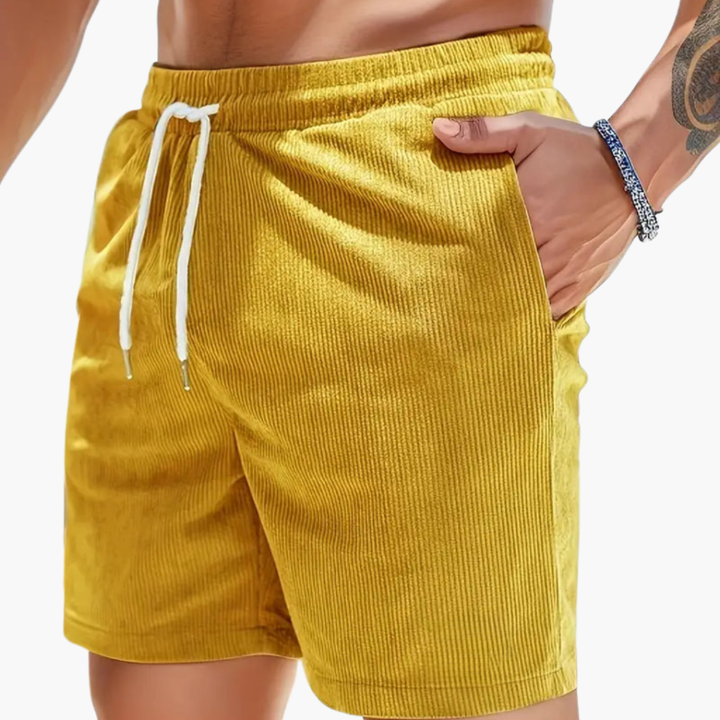 Men's Casual Summer Cord Shorts Yellow