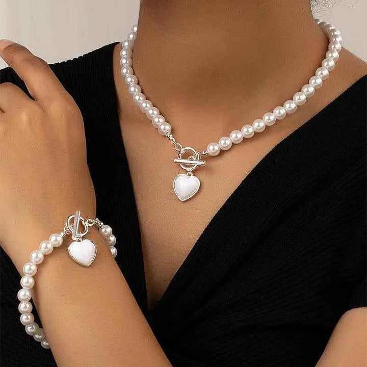 Elegant Pearl Jewelry Set White