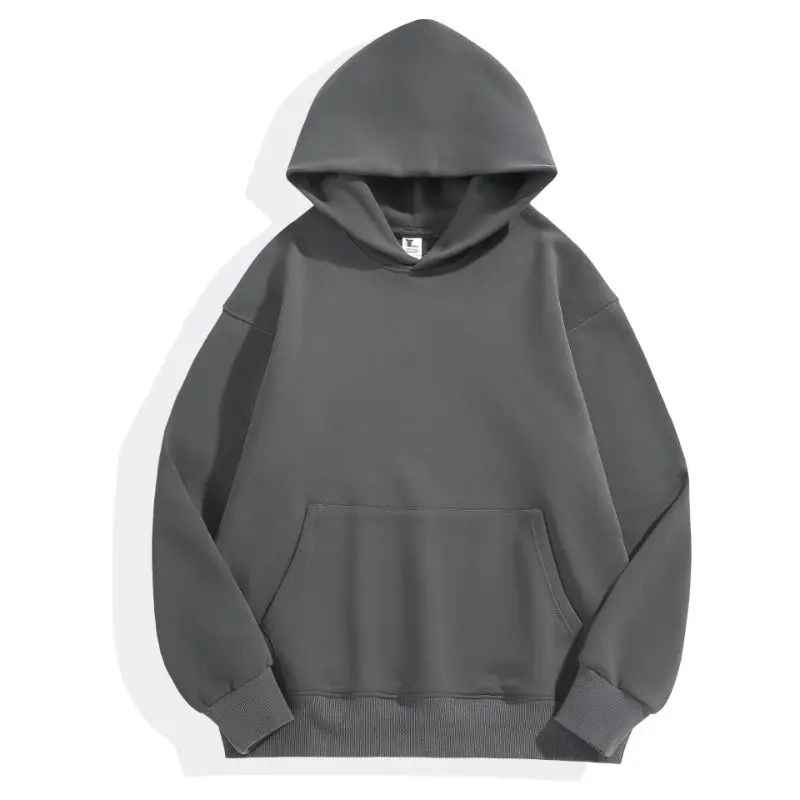 Unisex Heavyweight Cotton Velvet Hoodie Carbon Grey