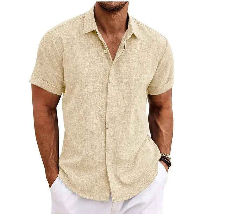 Men's Lightweight Cotton-Linen Casual Shirt Apricot