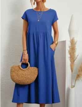 Sylvia | Elegant Relaxed Fit Midi Dress Blue