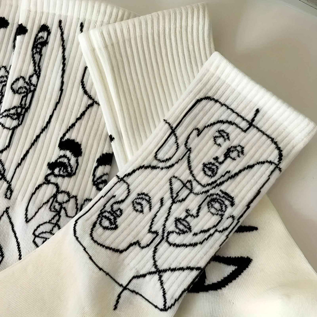 Abstract Line Art Socks - Unique Hypnotic Design