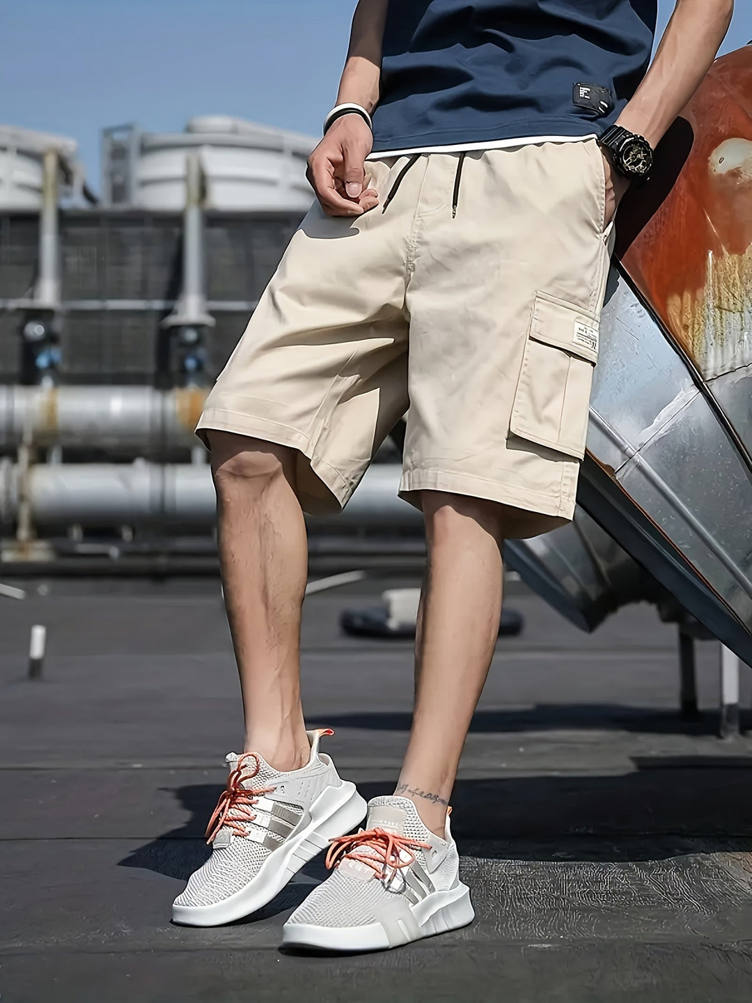Men's Versatile Multi-Pocket Cargo Shorts Khaki