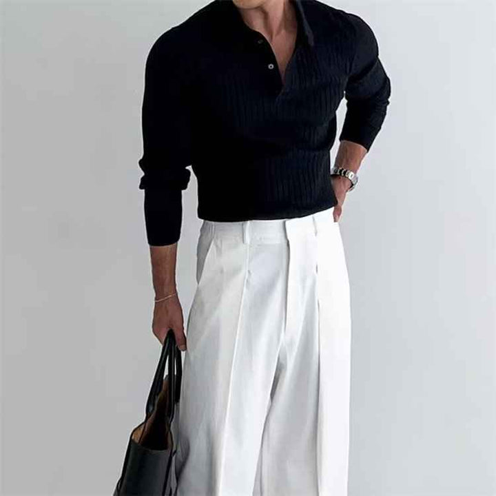 Men's Slim Fit Long Sleeve Polo Shirt
