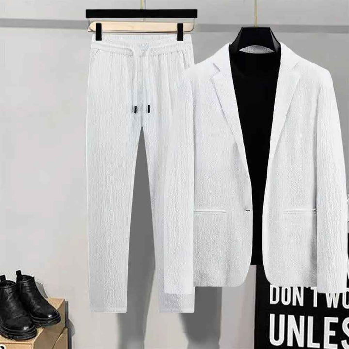 Men's Striped Pleat Blazer Suit
