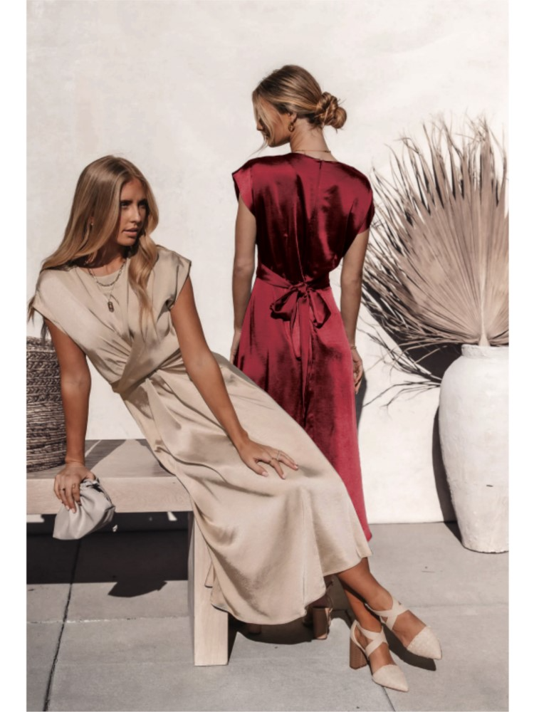 Women's Cross-Over Satin Dress