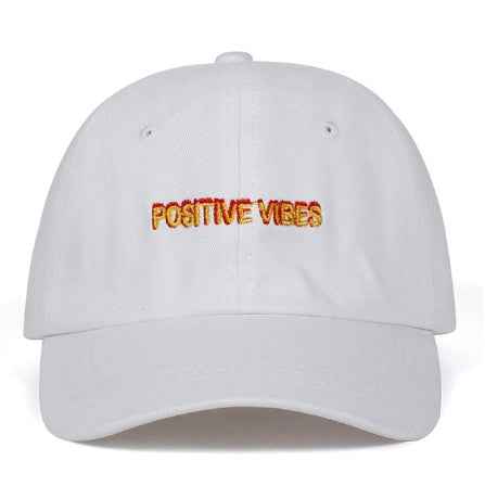 New Positive Vibes Cotton Embroidery Baseballcap Men Women White