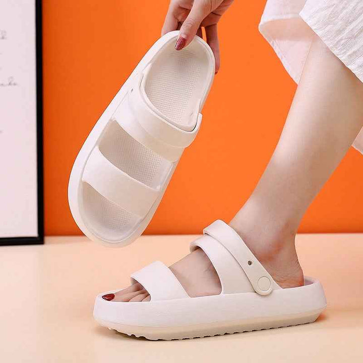 Adjustable Shoes For Women Men Sandals 3cm Thick Bottom Slippers Outdoor Beige