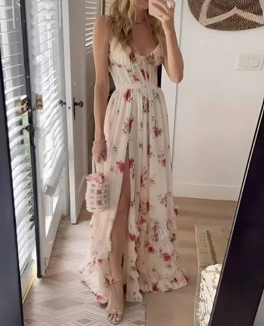 Sophia | Women's Elegant Floral Slit Maxi Dress for Special Occasions