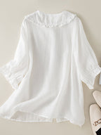 Women's Loose Fit Ruffle Collar Shirt
