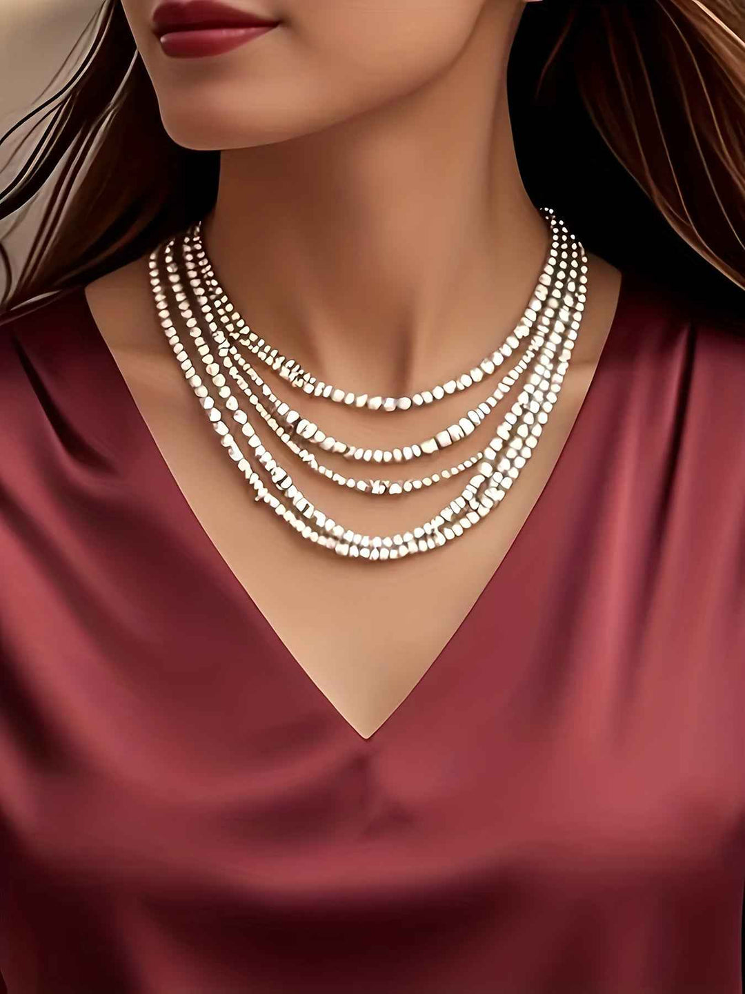 Women's Draped V-Neck Blouse