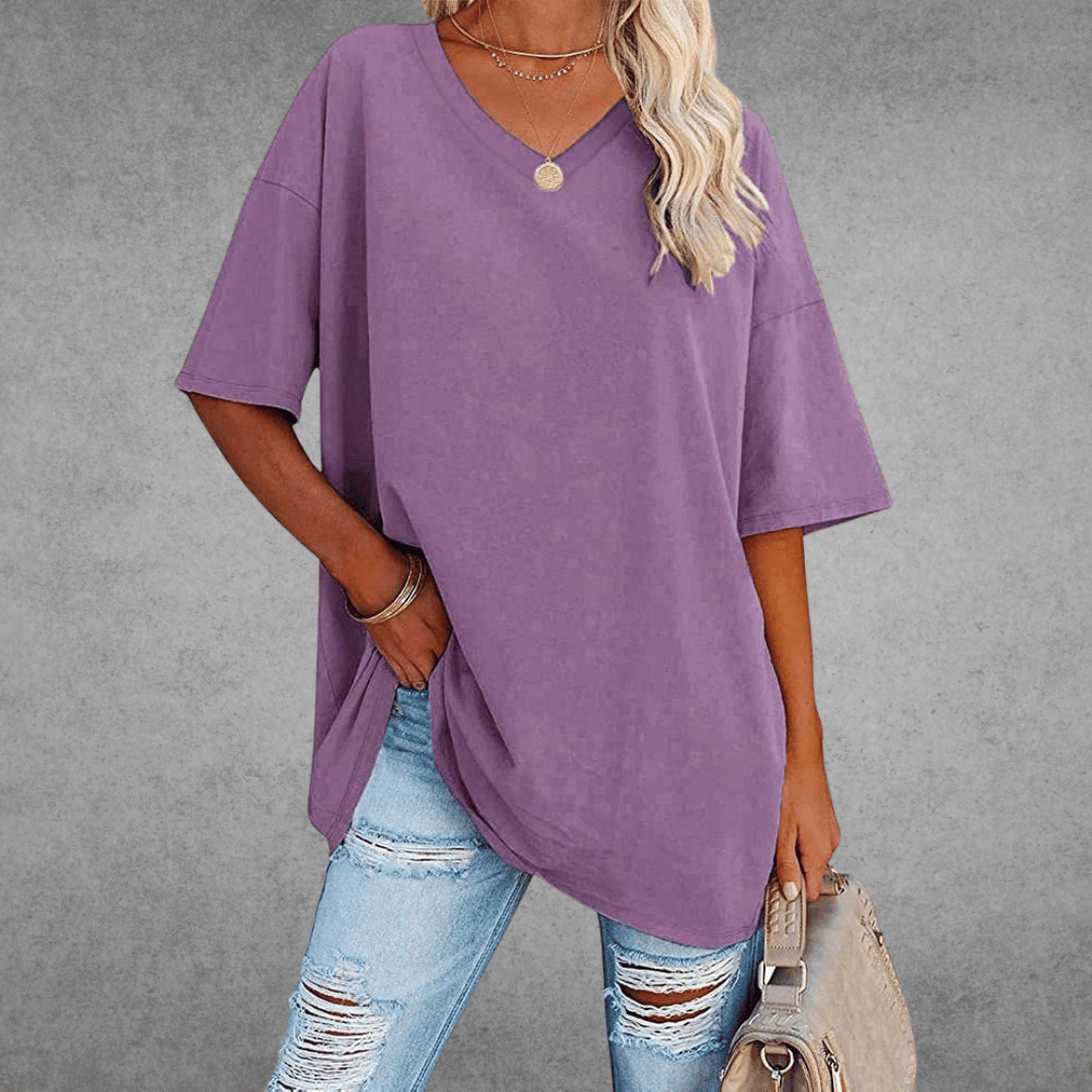 Nikita | Stylish Oversized V-Neck Shirt Lilac
