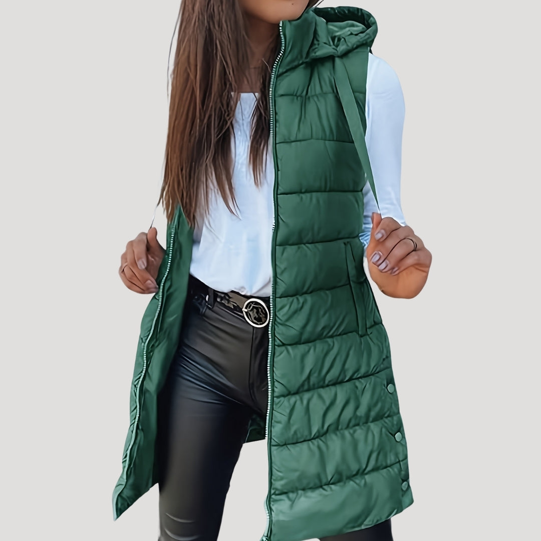 Women's Winter Hooded Puffer Vest Green