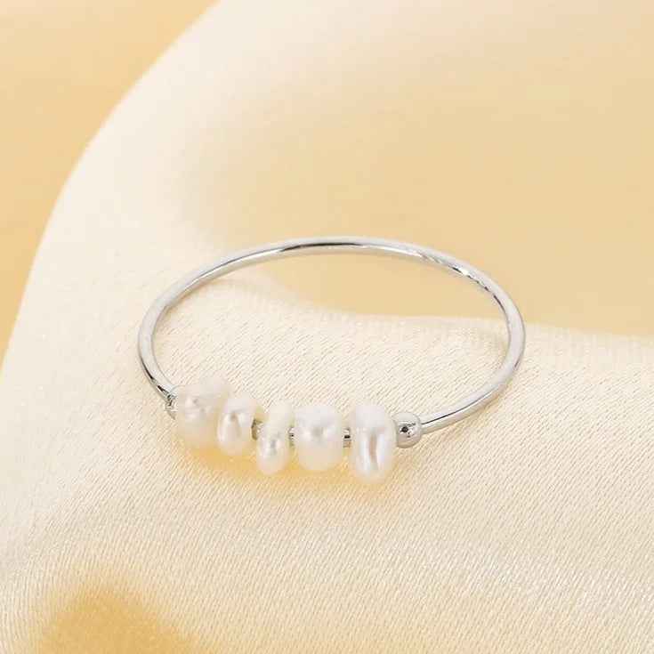 Baroque Pearl Embellished Ring Silver