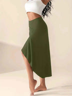 Women's High Waist Skirt with Split and Pockets
