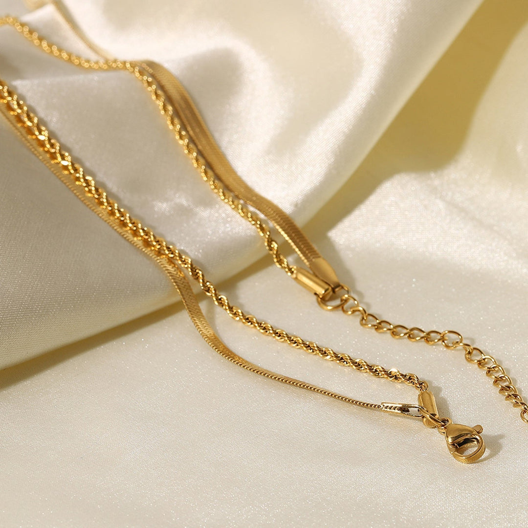 Maree | Women's Layered Gold Necklace with Double Links