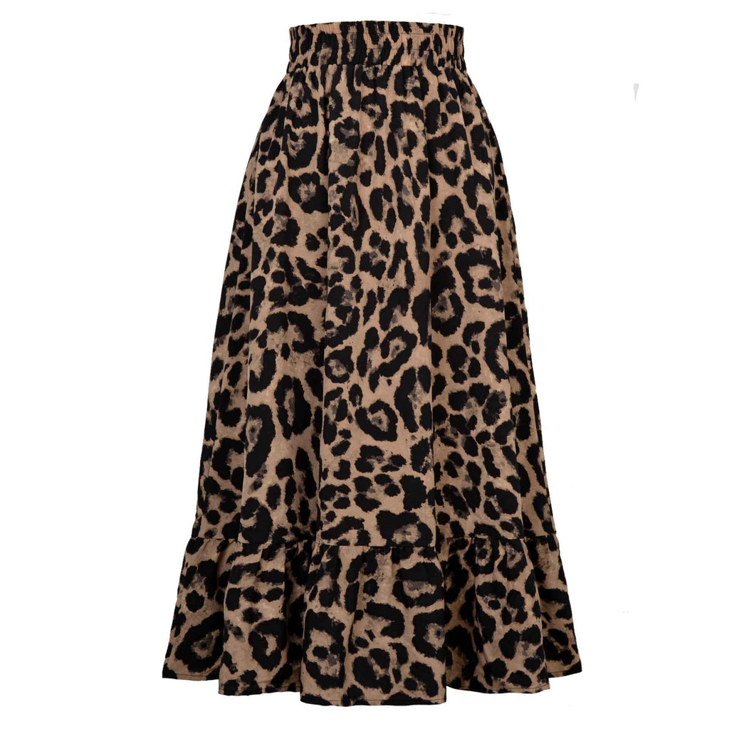 Womens Leopard Print Skirt Brown