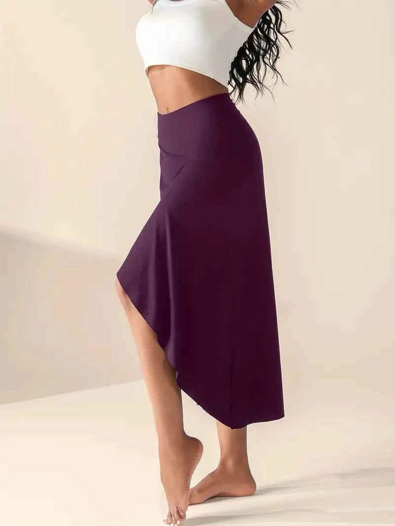Women's High Waist Skirt with Split and Pockets
