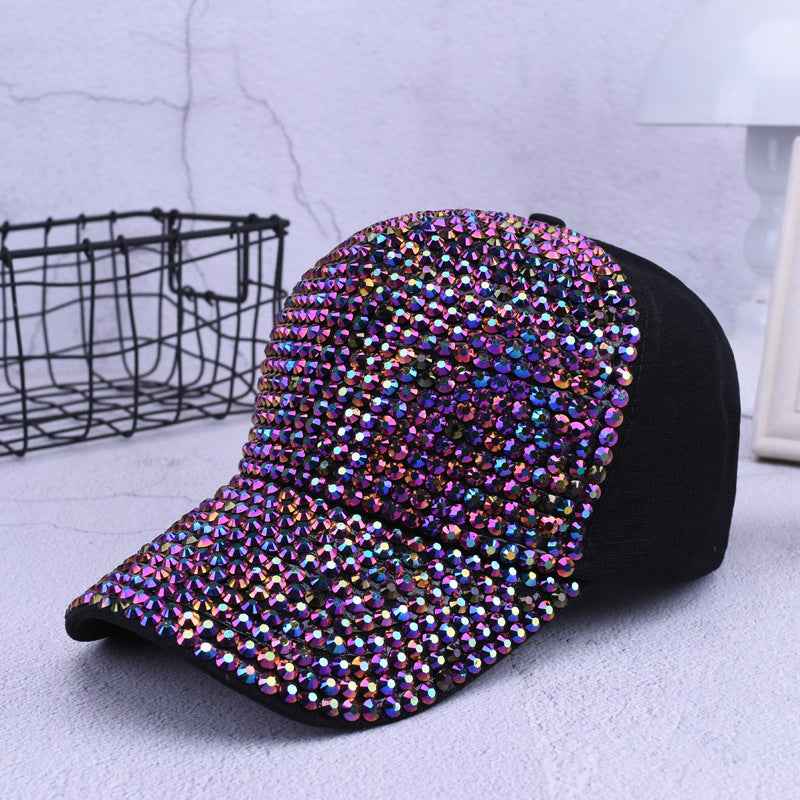 Luxury Sequins BaseballCap For Women Black purple