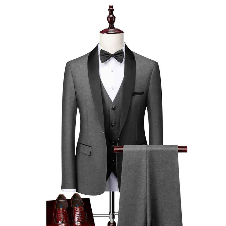 Men's Slim Fit 3-Piece Suit Set Gray
