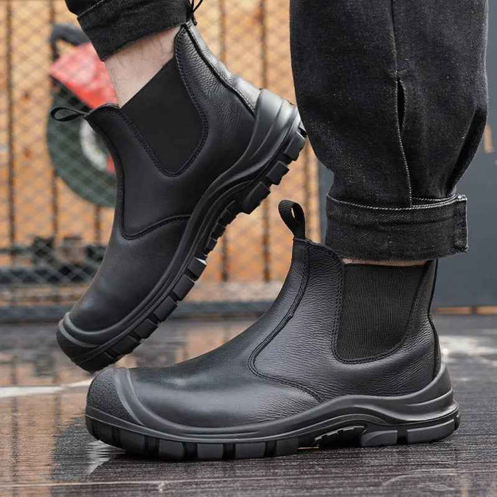 Men's Chelsea Winter Slip-On Work Boots Black