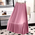 Women's Satin Pleated Skirt Pink