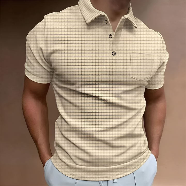 Men's Short-Sleeve Half-Zip Casual Polo Top Khaki