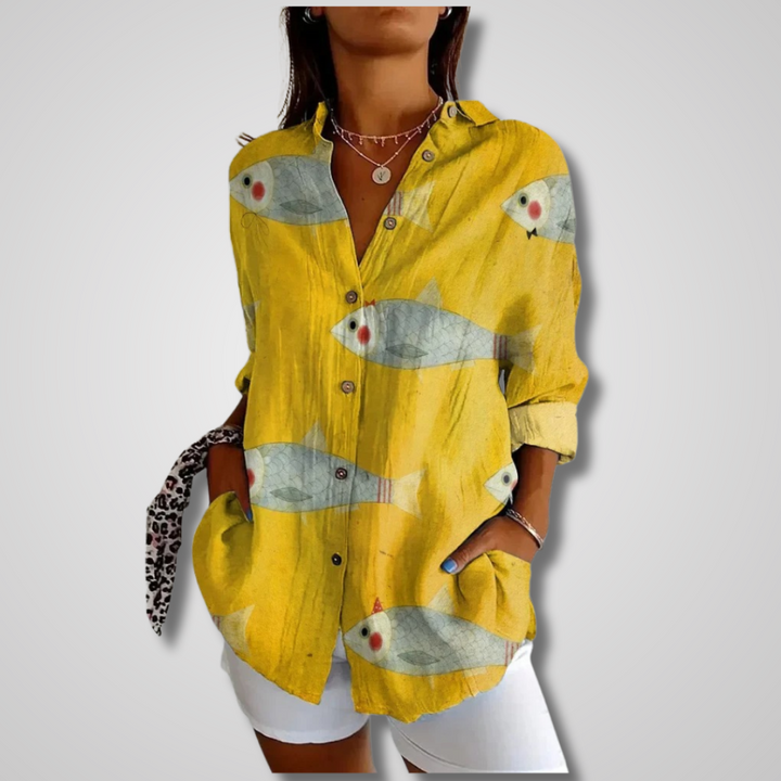 Women's Vintage Relaxed Summer Shirt Yellow
