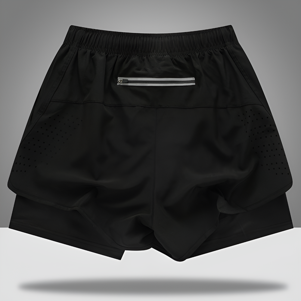 Men's Quick-Dry Running Shorts with Zipper Black