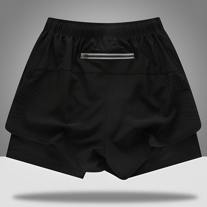 Men's Quick-Dry Running Shorts with Zipper Black