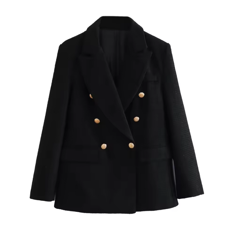 Elcke | Women's Blazer with Reversed Collar and Stylish Buttons Black