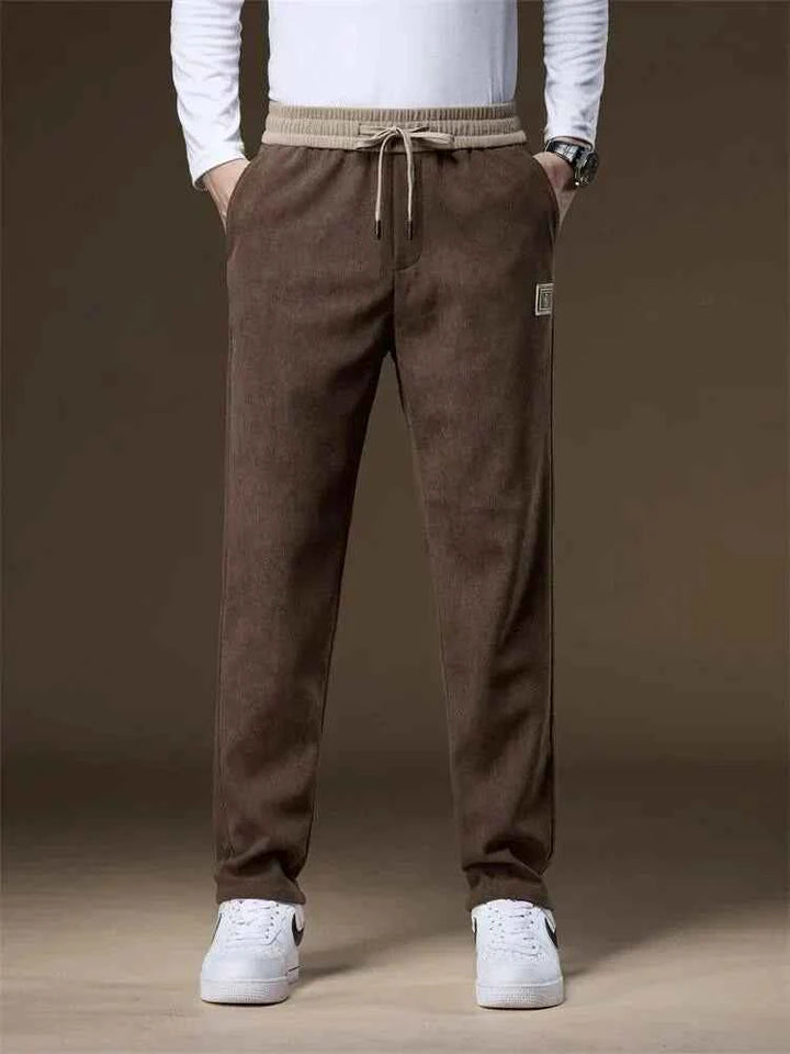 Men's Relaxed Fit Joggers with Elastic Waistband and Side Pockets Coffee