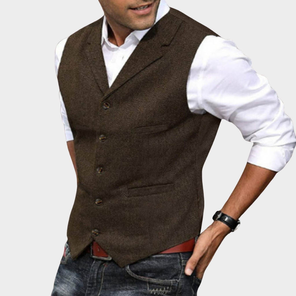 Men's Vintage Vest - Classic Style Coffee