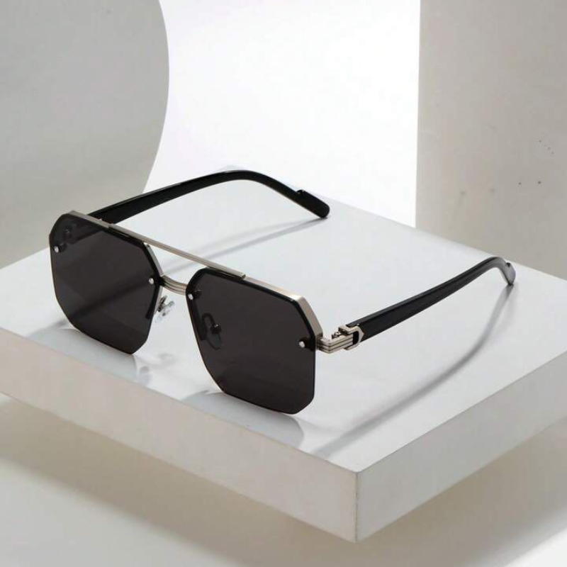 Polarized Semi-Rimless Sunglasses for Ultimate Style and Protection Black