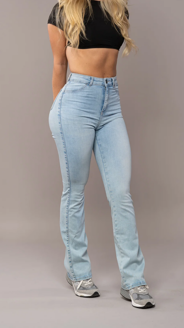 Flared Jeans for Women | High Waist Stretch Fit Denim Vintage Blue