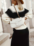 Women's Ribbed Twinset: Knitted Sweater & Pencil Skirt - Long Sleeve Comfort Fit