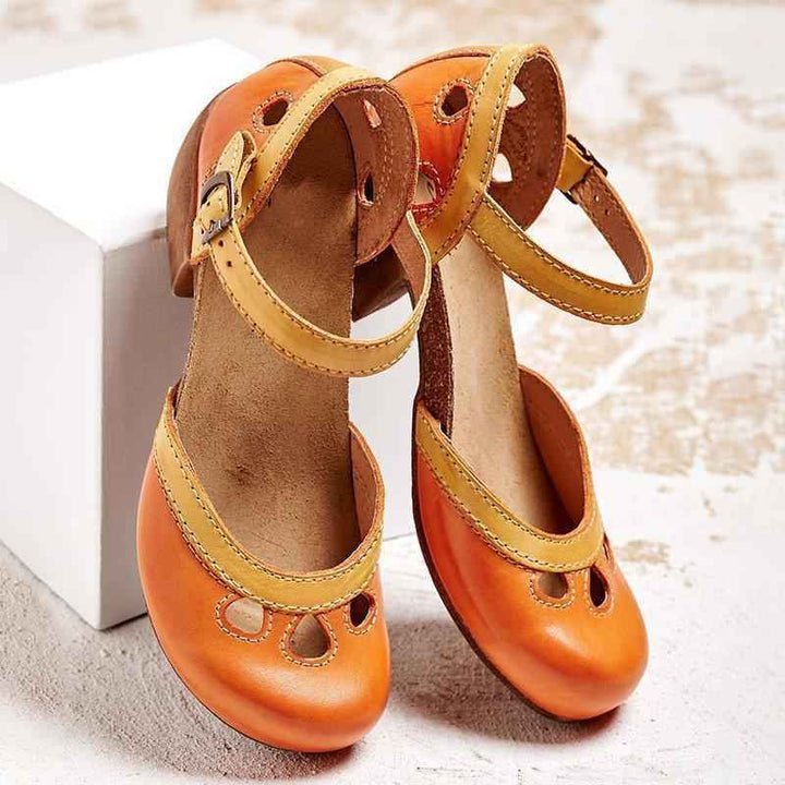 Comfortable Orthopedic Sandals with Low Heel Orange