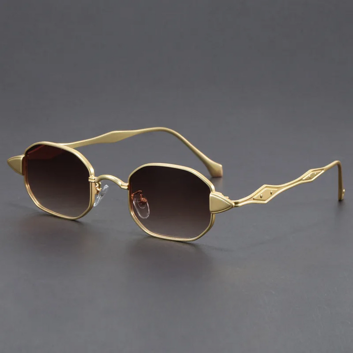 Futuristic Cyberpunk Sunglasses Gold- Brown