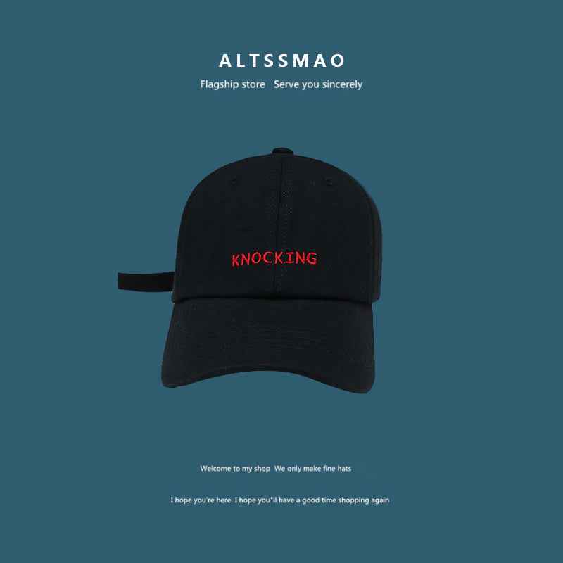 Face Displayed Small Letters Sun Visor Baseball Cap KNOCKING black adjustable
