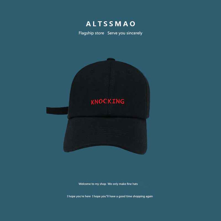 Face Displayed Small Letters Sun Visor Baseball Cap KNOCKING black adjustable