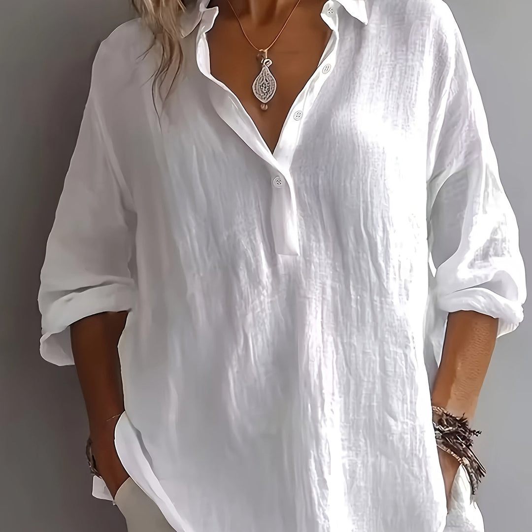 Women's Relaxed Collared Blouse White