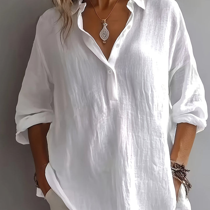 Women's Relaxed Collared Blouse White