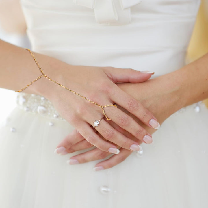 Quincy | Women's Gold Hand Chain and Bracelet Combo